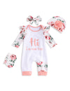 Rcpatern Baby Girl Clothes Newborn Girl Clothes Ruffle Romper Floral Jumpsuit 4Pcs Clothing Set Cute Baby Girl Outfitnewborn