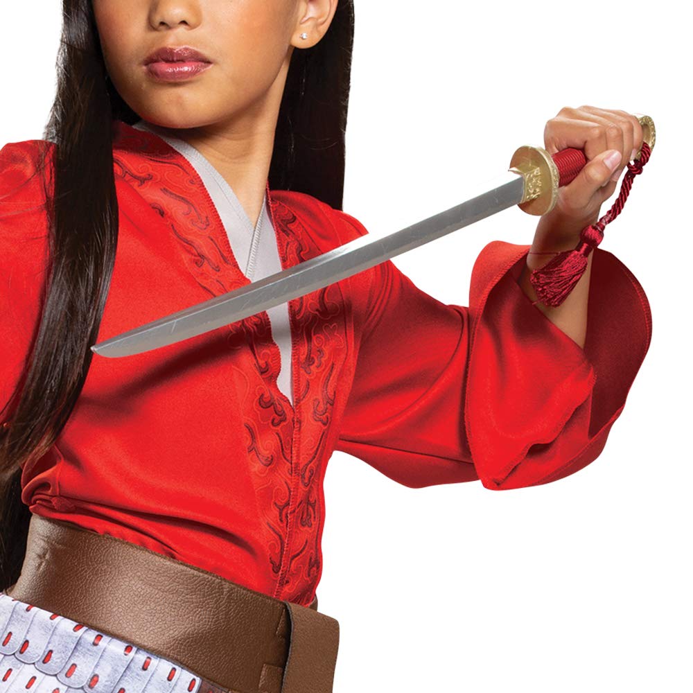 Mulan Costume For Girls, Deluxe Disney Live Action Movie Hero Dress Up Character Outfit, Kids Size Medium (7-8) Red