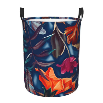 Pevtufa Tropical Flower Foldable Laundry Basket Organizer,Fabric Clothes Toy Storage Basket Nursery Hamper Storage Bin For House
