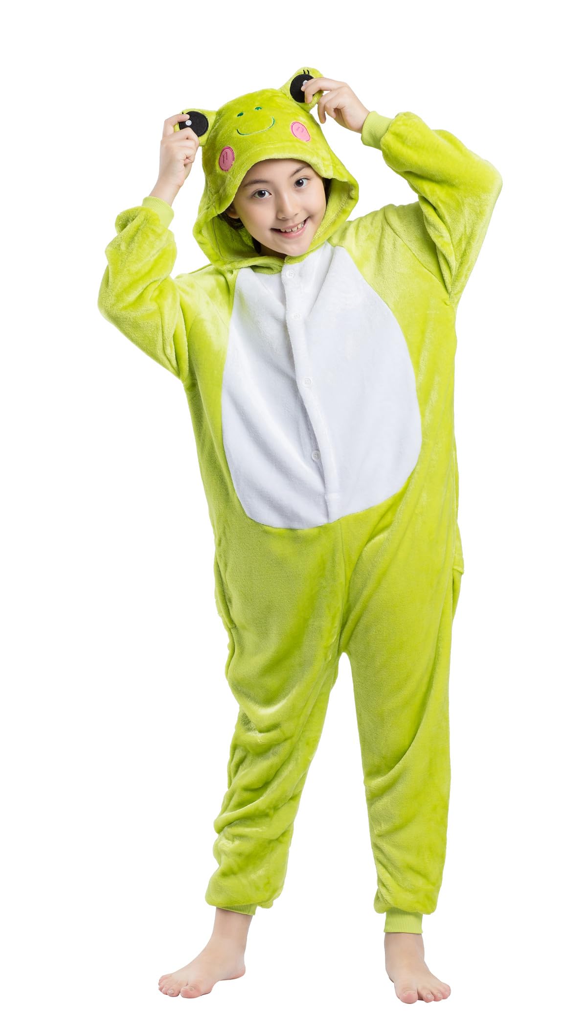 CuteOn Frog Onesie Kids Animal Pajamas for Boys Girls Halloween Christmas Costume Height for 130cm