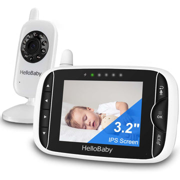 Video Baby Monitor with Camera and Audio, 3.2Inch LCD Display, Infrared Night Vision, Two-Way Audio and Room Temperature Monitor
