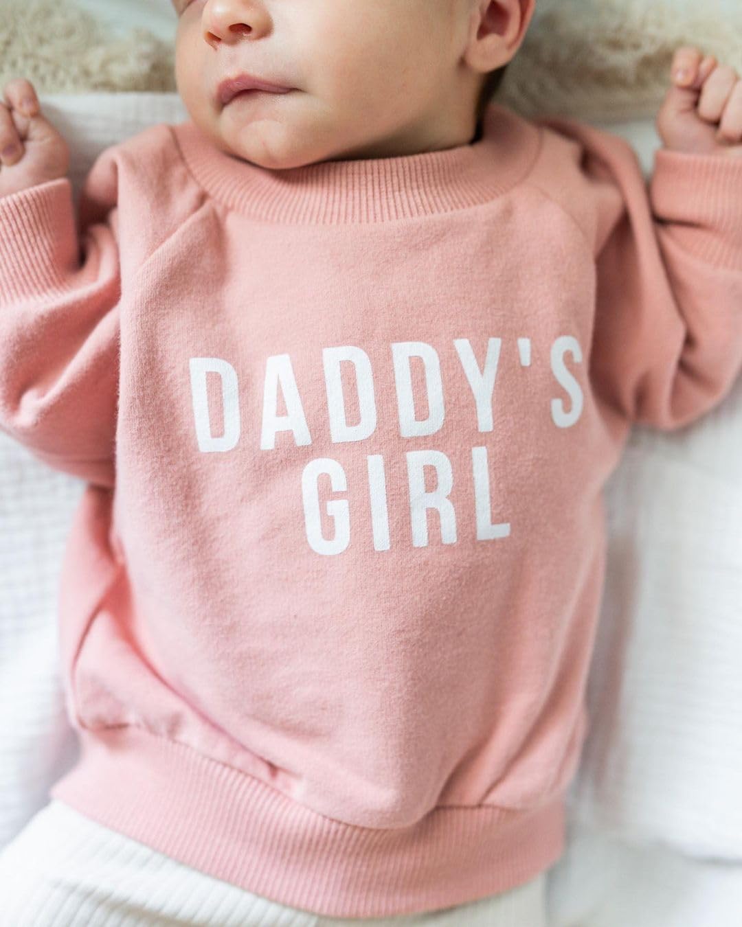 Creairy Newborn Baby Girl Outfits Daddys Girl Sweatshirt Long Sleeve T-Shirt Tops Pants Set Sweatsuit Toddler Fall Clothes (Pink