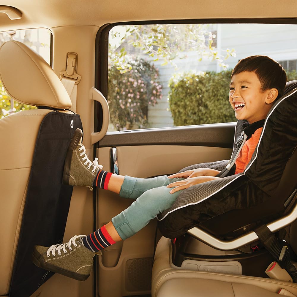 Munchkin Back Seat Cover For Kids, Deluxe Kick Mats Car Seat Protector, Black, 2 Pack