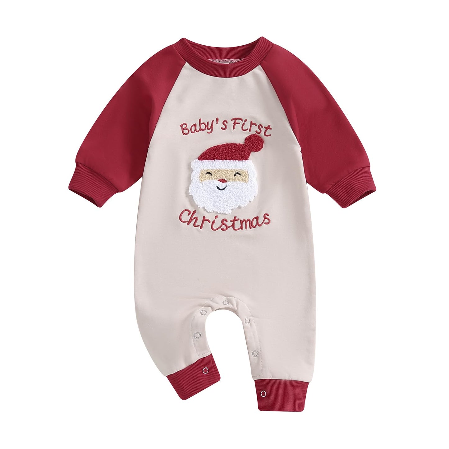 Fybitbo Infant Baby Boy Girl Clothing Santa Long Sleeve Jumpsuit Romper My First Christmas Outfit Newborn Clothes (Baby'S First