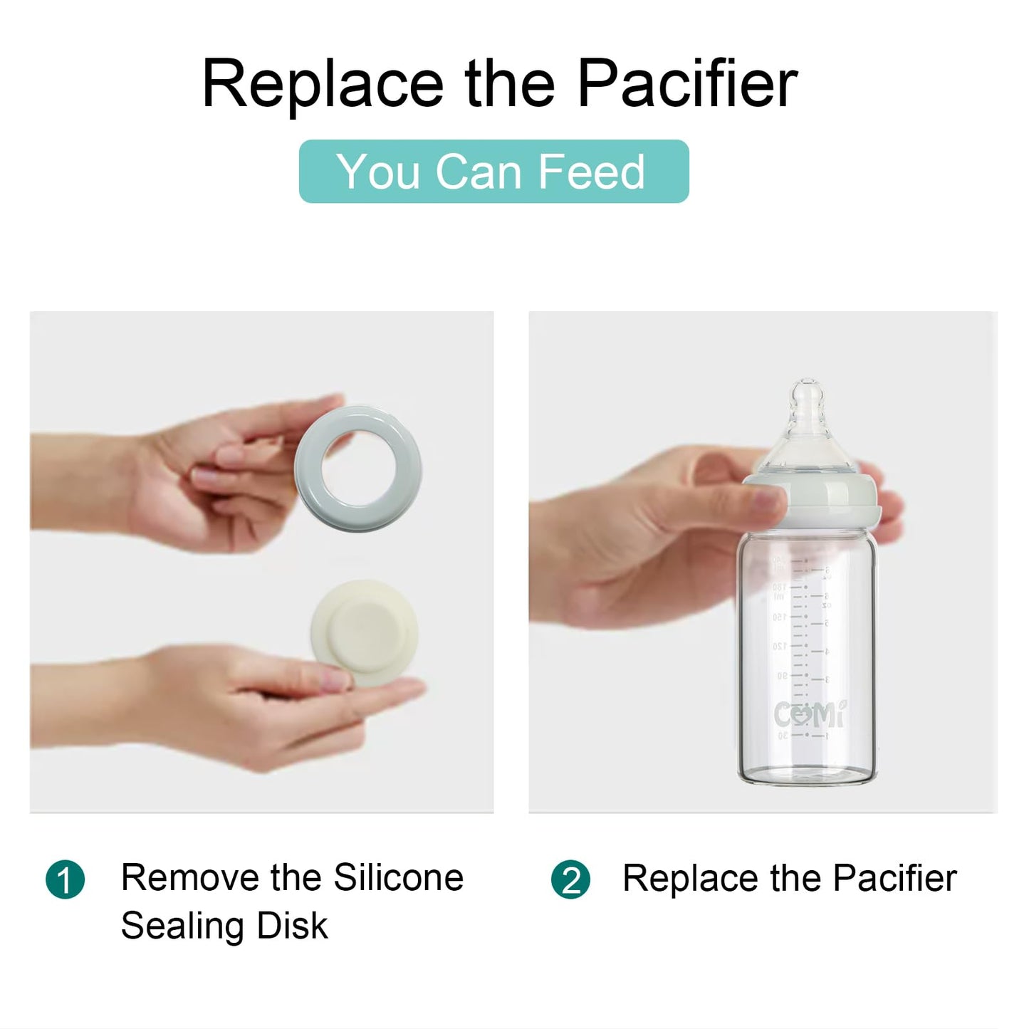 Comi Wide Neck Glass Breastmilk Collection N Storage Bottle, 8Oz With Screw Ring Sealing Disk; Re-Markable Sealing Disc. Bpa Fre