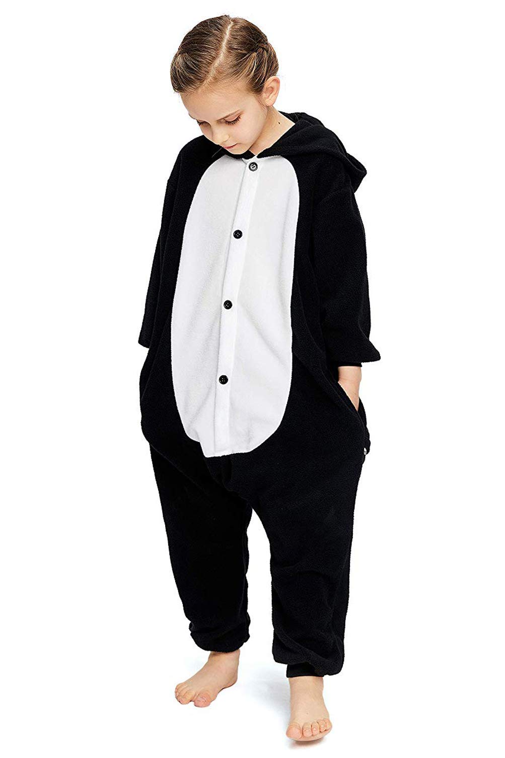 Canasour Cat Onesie Halloween Kids Cosplay Costume For Girls Animal Unisex Outfuit One Piece Hooded Farm Soft Pajamas Black Part