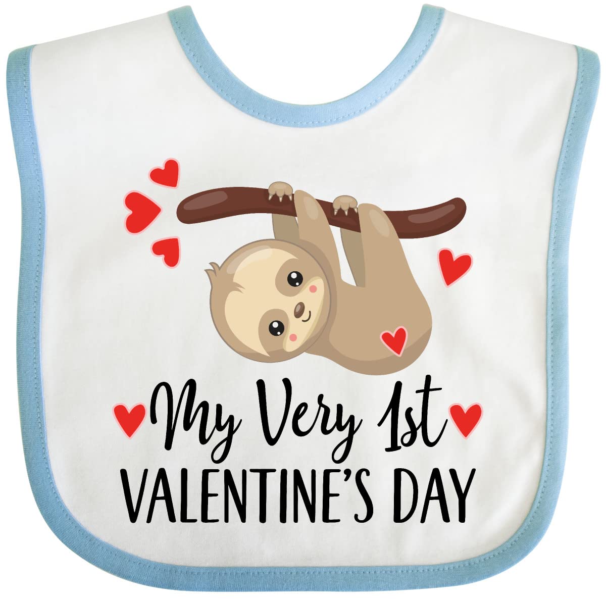 Inktastic My First Valentines Day Baby Sloth Baby Bib White And Blue 39C36