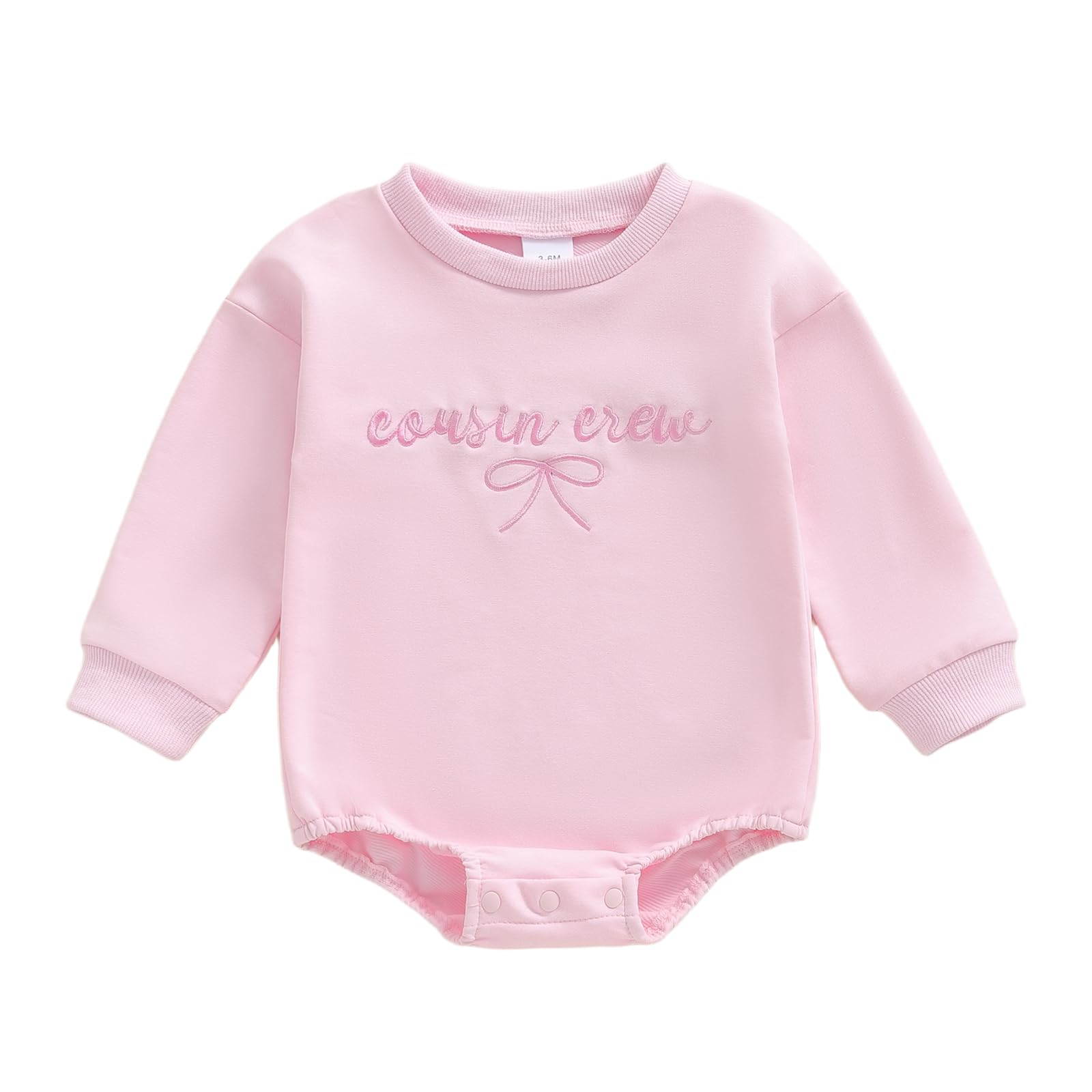 GOOCHEER Cousin Crew Matching Outfit Kids Newborn Baby Girl Bubble Romper Long Sleeve Toddler Girl Sweatshirt Clothes Fall (Pink