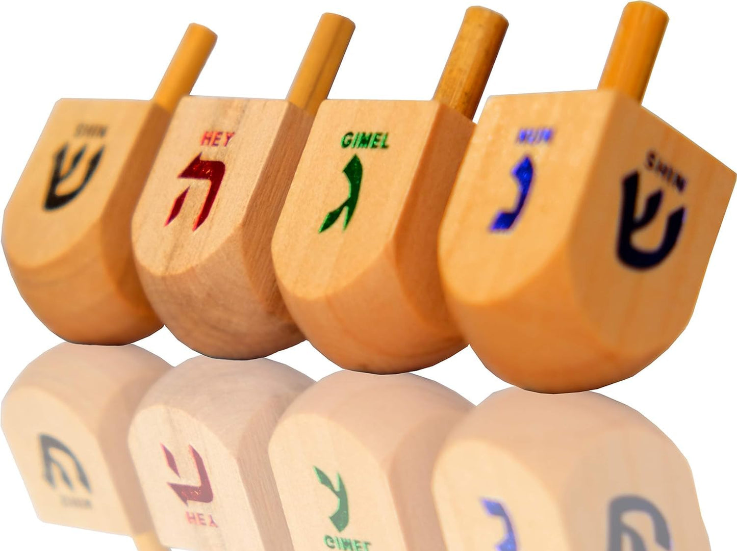 The Dreidel Company Wood Dreidels Hanukkah Draydel With English Transliteration & Instruction Cards (1000-Pack)