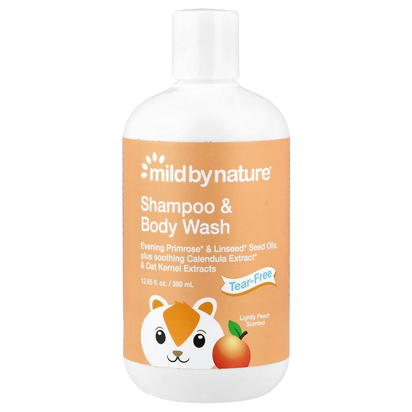 MILD BY NATURE Tear-Free Baby Shampoo & Body Wash, Peach, 12.85 fl oz (380 ml)