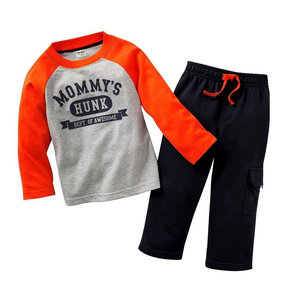 Crazy Gotend Mommy'S Mvp Boys Long Sleeve Clothing Set Baby T-Shirt+Pants Outfits, 18-24M Orange