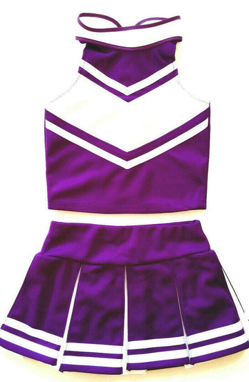 Total 2550 Little Girls' Cheerleader Cheerleading Outfit Uniform Costume Cosplay Violet/White (M / 5-8)