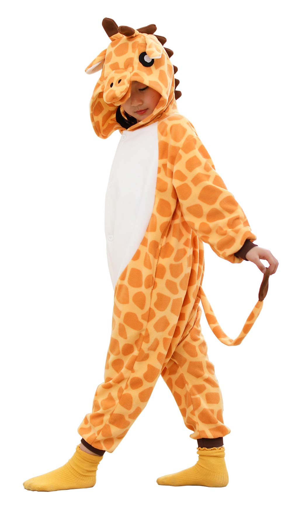 Xinhauli Unisex Kids Giraffe Onesie, Flannel Cosplay Animal Costume Halloween Onesie Pajamas Home Clothing