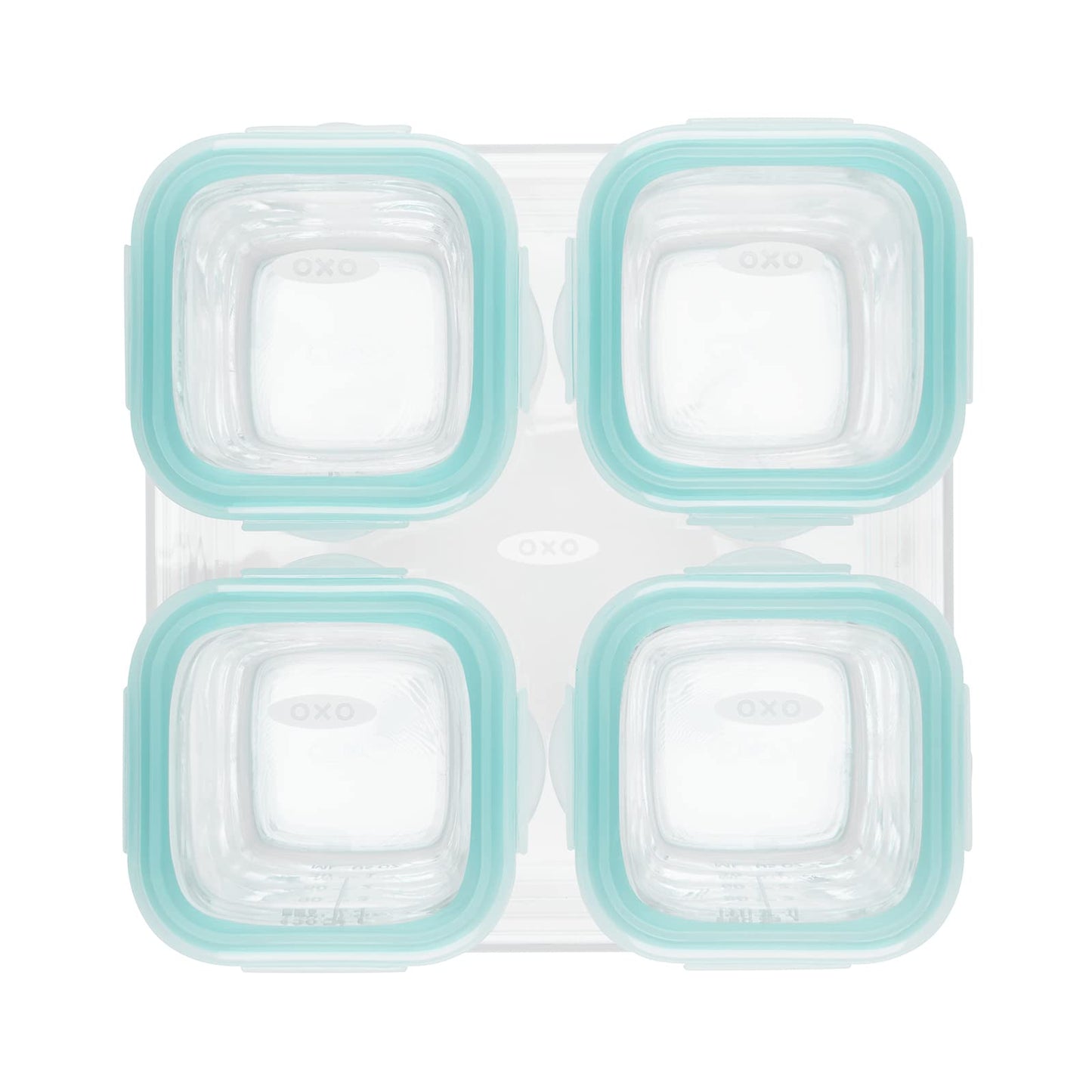 Oxo Tot Glass Baby Blocks Food Storage Containers, Teal, 4 Oz