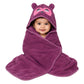 Babyholic Owl Hooded Baby Bath Towel, Soft Wraparound Towel with 3D Ears and Embroidered Face for Newborns & Infants, Purple