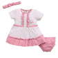 Smart Baby Cotton Frock Set For Baby Girl  Stylish Soft Dress With Bloomer & Headband | 912 Months | Mint And White | Pack Of 