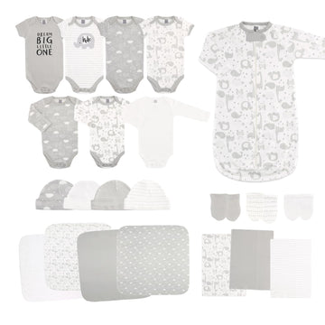 The Peanutshell Newborn Layette Set In Unisex Grey - 23 Piece Newborn Clothes & Accessories Set - Fits Newborns To 3 Months