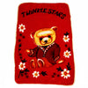 Soft Baby Blanket  Red Plush Fleece Throw with Teddy Bear and Flower Design  Warm, Cozy, Lightweight Blanket for Newborns, Inf