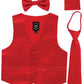 Red Infant Boys 4 Piece Formal Satin Vest Set Zipper Tie Bowtie Hanky 18-24 Months
