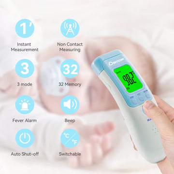 Berrcom Forehead Thermometer For Adults And Kids, Non Contact Infrared Thermometer For Object, Room, Touchless Digital Thermomet