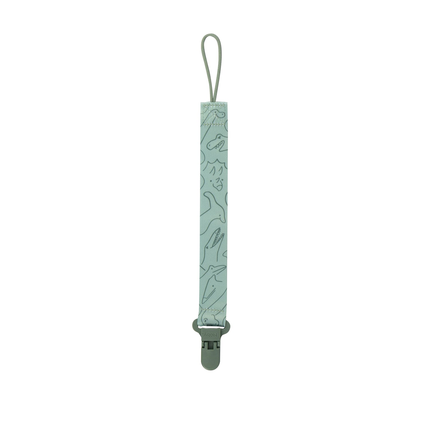 Nuby Pacifinder Baby Pacifier Clip - (2-Pack) - Pacifier Holder Clip With Convenient Hook Loop - Blue Dots And Green Dino