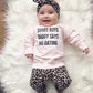 Newborn Baby Girls Clothes Daddy Saying Top Printed T-Shirt Leopard Pants+Headband Sweatshirt Outfit Set (A-Daddy Says, 18-24 Mo