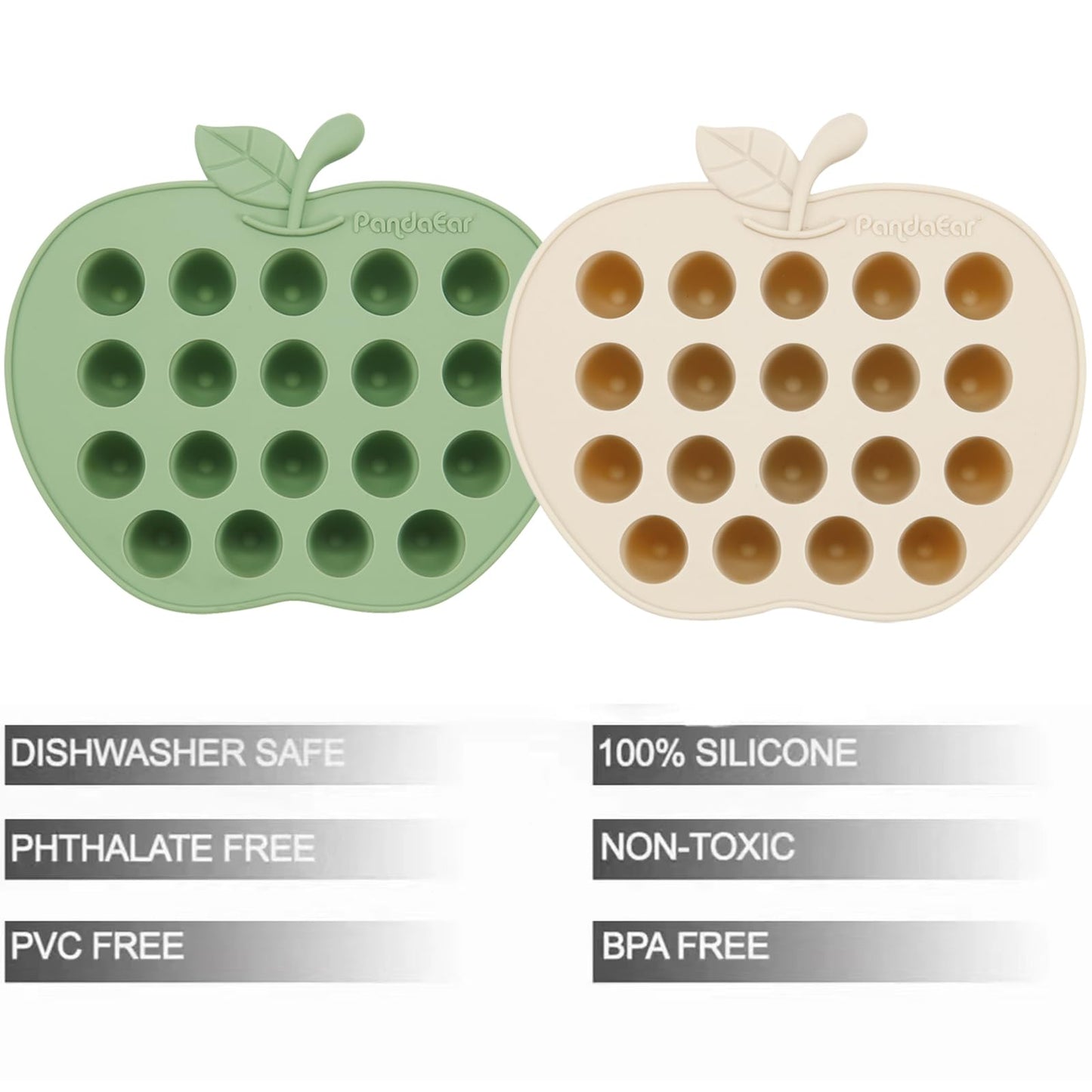 Pandaear 2 Pack Baby Breastmilk Popsicle Molds, Silicone Nibble Freezer Tray, Baby Fruit Food Feeder Teether Tray, 19 X 0.2 Oz B