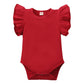 Lysmuch Baby Girls Ruffle Short Sleeve Bodysuit Infant Solid Onesie Casual Plain Blouse Top Romper (Red, 6-12 Months)