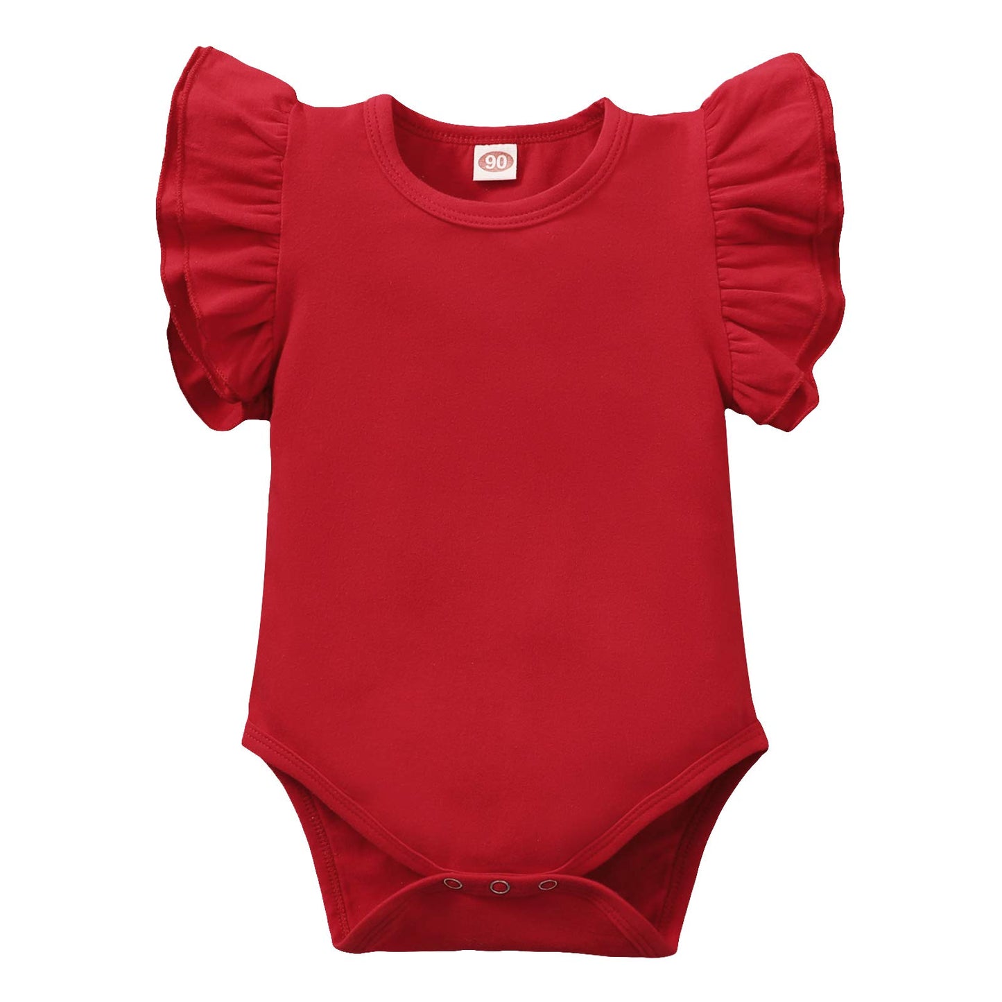 Lysmuch Baby Girls Ruffle Short Sleeve Bodysuit Infant Solid Onesie Casual Plain Blouse Top Romper (Red, 6-12 Months)