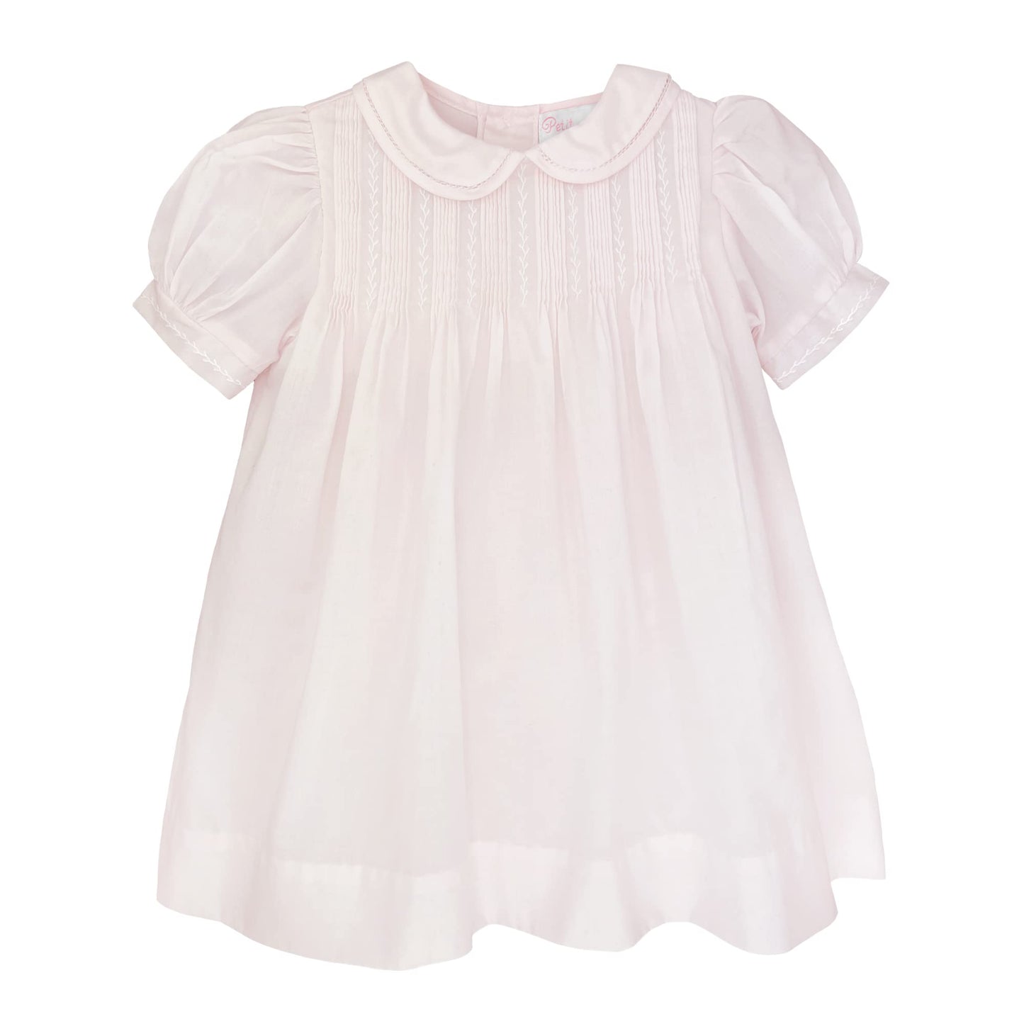 Petit Ami Baby Girls Dress with Pintucks and Feather Stitching, 3 Months, Pink