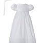White Cotton Christening Baptism Gown With Lace Border With Bonnet - 24 Month