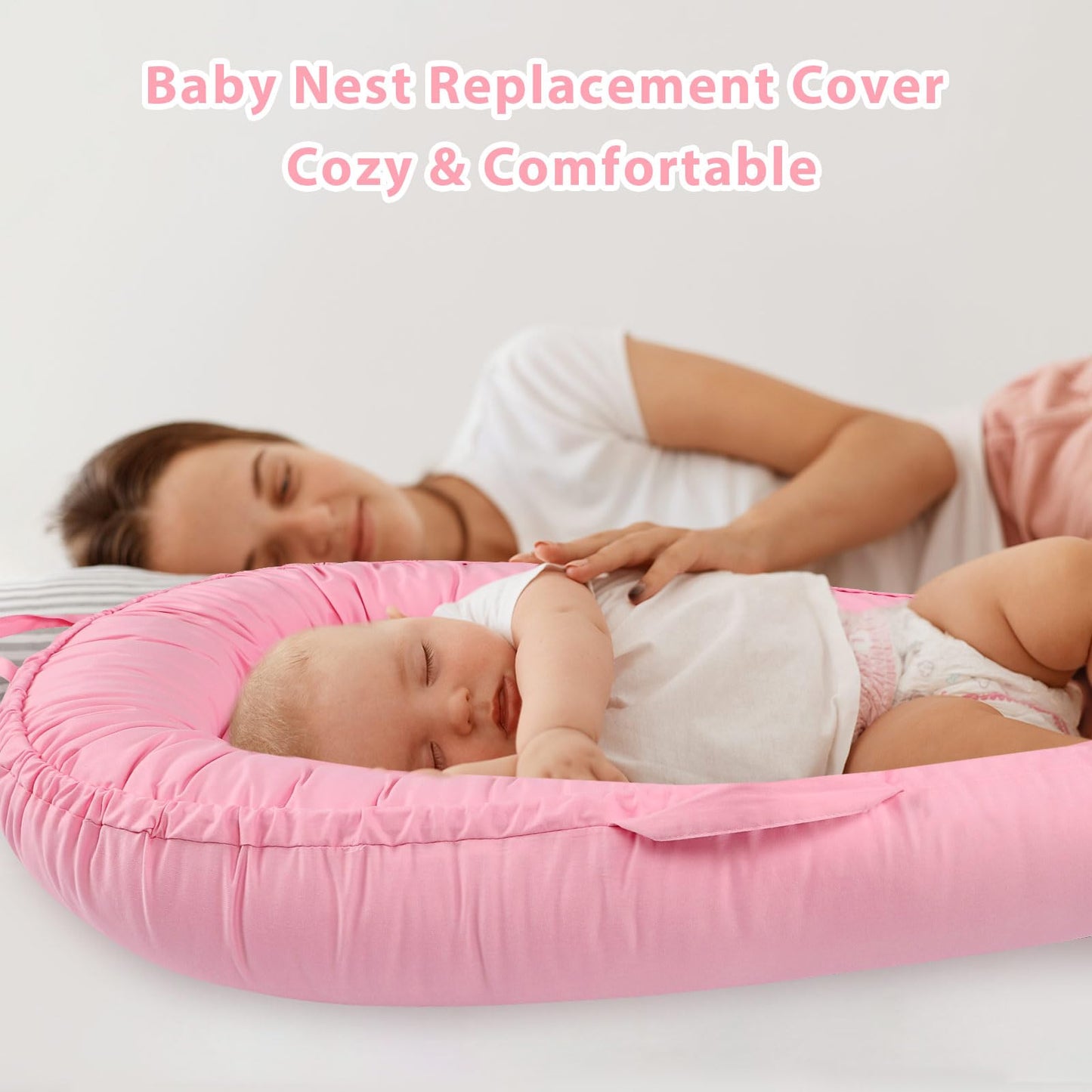 Hooyax Baby Lounger Cover Only, 100% Cotton Newborn Nest Cover, Soft Portable Baby Nest Replacement Cover For Boys Girls, Breath
