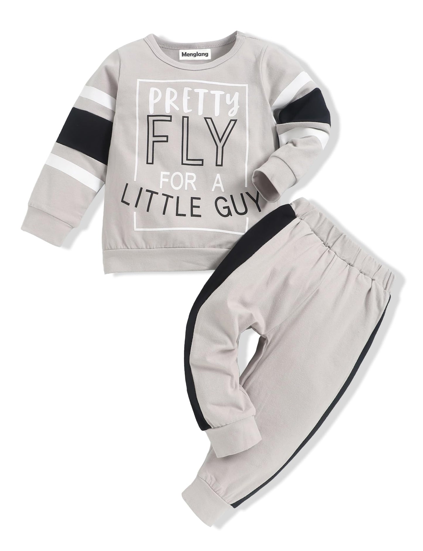 Menglang Toddler Boy Clothes Long Sleeve Pullover Sweatshirt Top Jogger Pant Set 2 Piece Outfit 2T 3T Boy Clothes