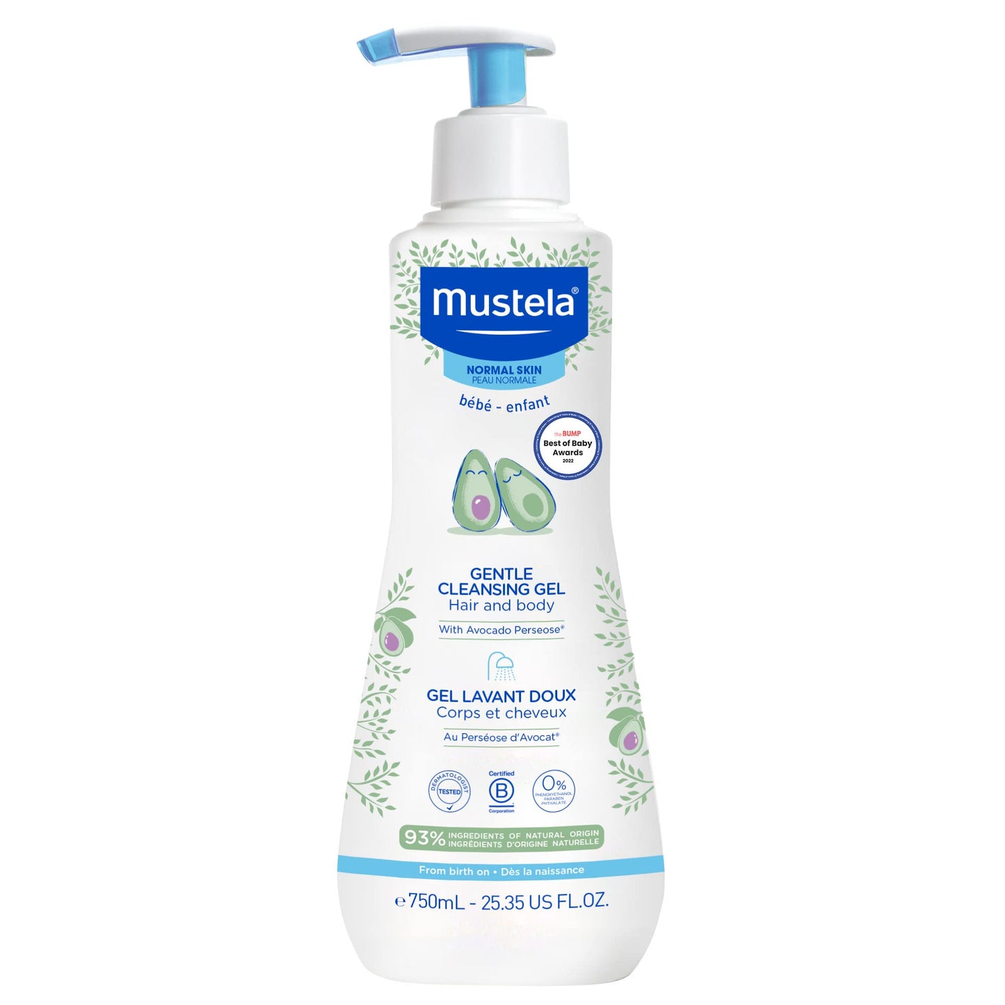 Mustela Baby Gentle Cleansing Gel - Baby Hair & Body Wash - With Natural Avocado Fortified With Vitamin B5 - Biodegradable Formu