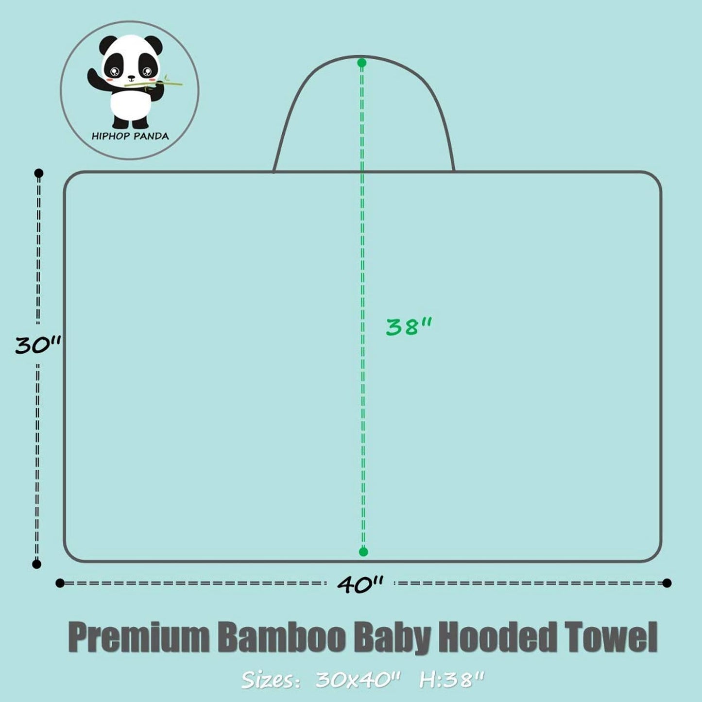 Hiphop Panda Bamboo Hooded Baby Towel - Soft Hooded Bath Towel With Ears For Babie, Toddler,Infant, Perfect For Boy And Girl (Wh