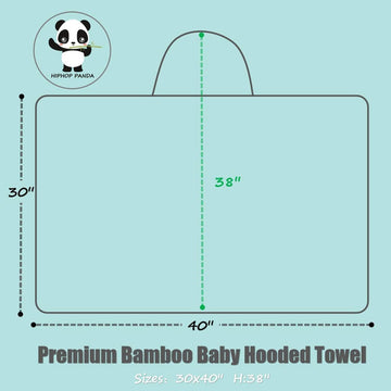 Hiphop Panda Bamboo Hooded Baby Towel - Soft Hooded Bath Towel With Ears For Babie, Toddler,Infant, Perfect For Boy And Girl (Wh