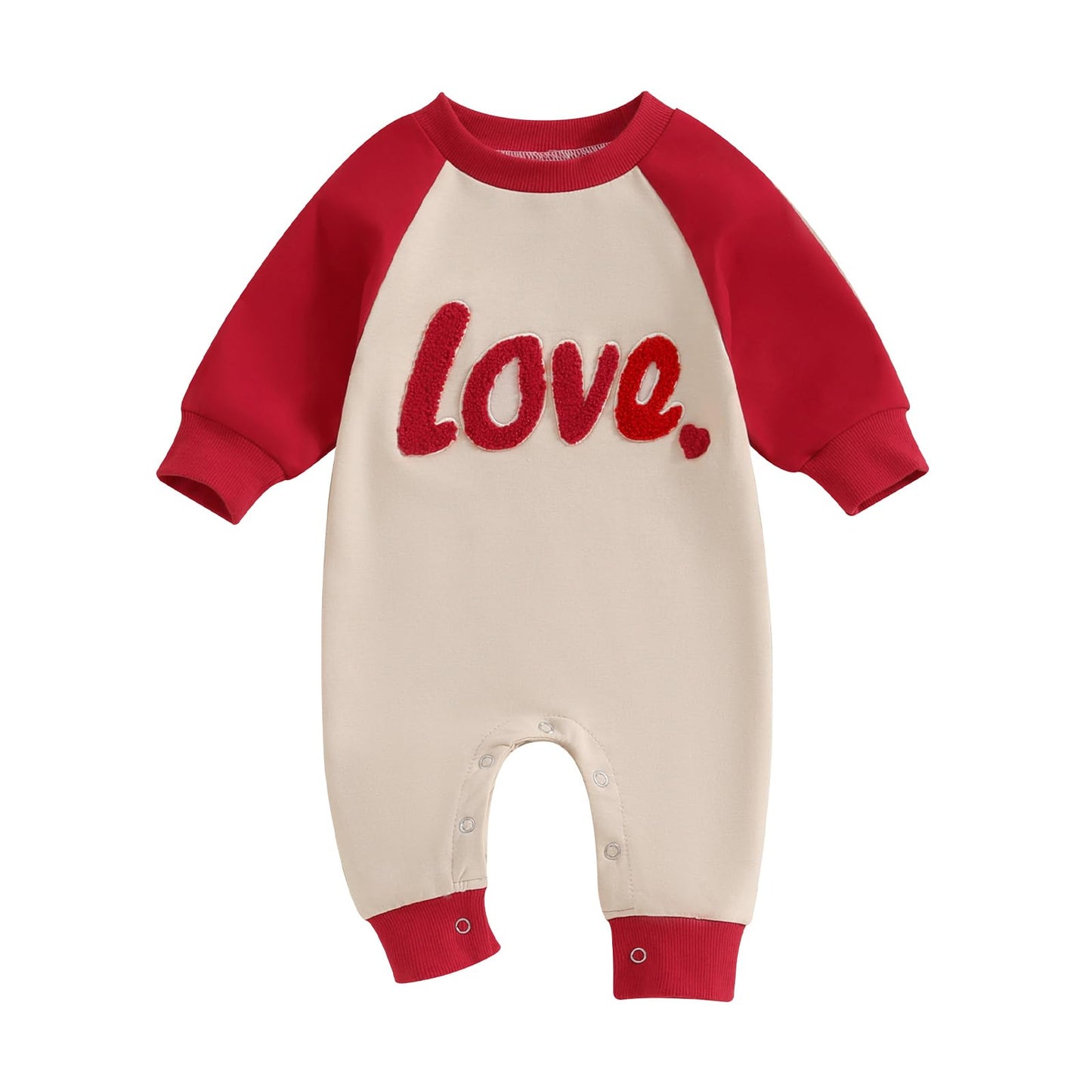 Fybitbo Valentines Day Baby Boy Girl Outfits Love Heart Long Sleeve Jumpsuit Romper Newborn Infant Valentines Outfit Clothes (Re