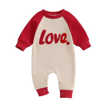 Fybitbo Valentines Day Baby Boy Girl Outfits Love Heart Long Sleeve Jumpsuit Romper Newborn Infant Valentines Outfit Clothes (Re