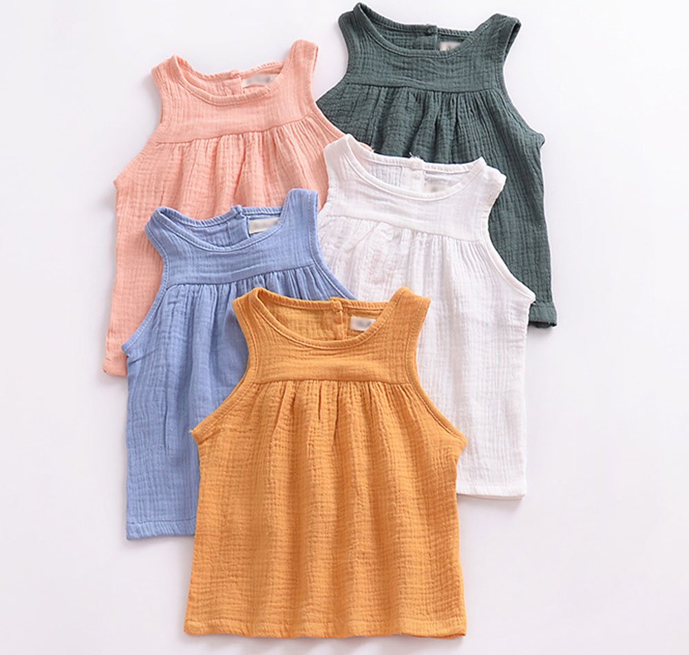 Looly Baby Outfits Unisex Girls Boys Cotton Linen Blend Tank Tops And Bloomers 100,Green