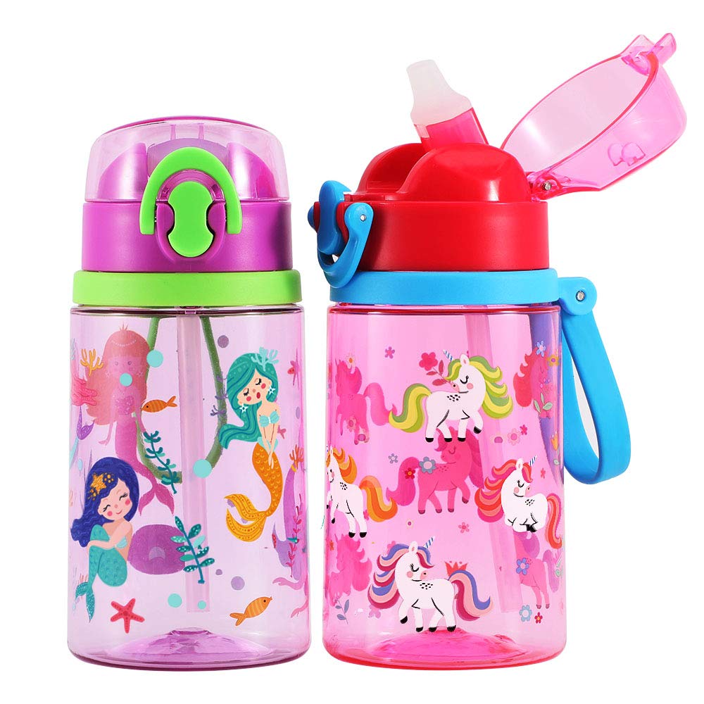 Home Tune 2 Pack Cute Water Bottle With Straw For Kids Girls, Bpa Free Tritan & WBCBBB08LMCVJCT
