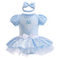 NEWEPIE Cinderella Princess Costume for Baby Girls Halloween Outifts Birthday Romper Tutu Dress w/Headband