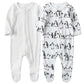 Baby Boys Girls Organic Cotton Zip Front Sleeper Pajamas, Footed Sleep 'N Play(Newborn, Ivory+Penguin)