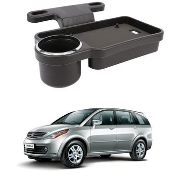 Oshotto (FT04) Foldable Car Auto Headrest Rear Back Seat Table Drink Food Cup Tray Holder Compatible with Tata Aria  Black
