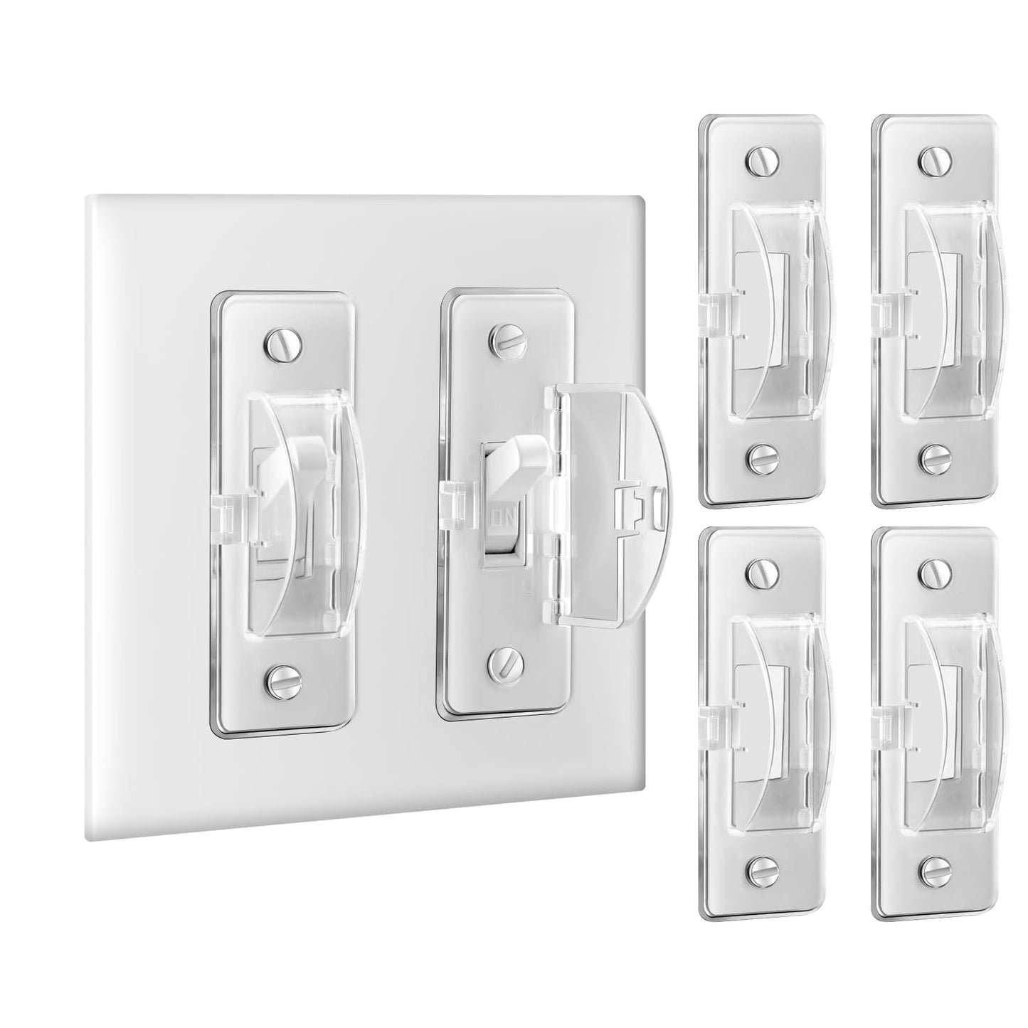 Roxiuc Switch Guard - Light Switch Cover Guard - Childproof - Clear (4pc) - Toggle Switch Compatible - Approximately 3.5L x 1W x