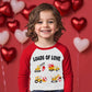Valentine'S Day Shirt For Boys Loads Of Love Construction Truck Heart Tops Toddler Raglan Sleeve T-Shirt 6 Years