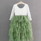 2Bunnies Girl Peony Lace Back A-Line Tiered Tutu Tulle Flower Girl Dress (Sage Sleeve Maxi, 6)