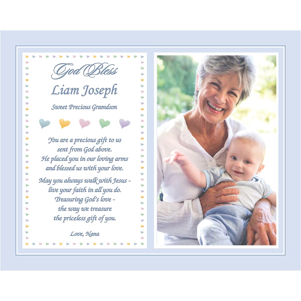 Poetry Gifts Baptism For New Baby Boy Grandson, Personalized Keepsake 8X10 Custom Print