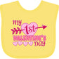 Inktastic My First Valentine 'S Day With Pink Heart And Arrow Baby Bib Pink 39970