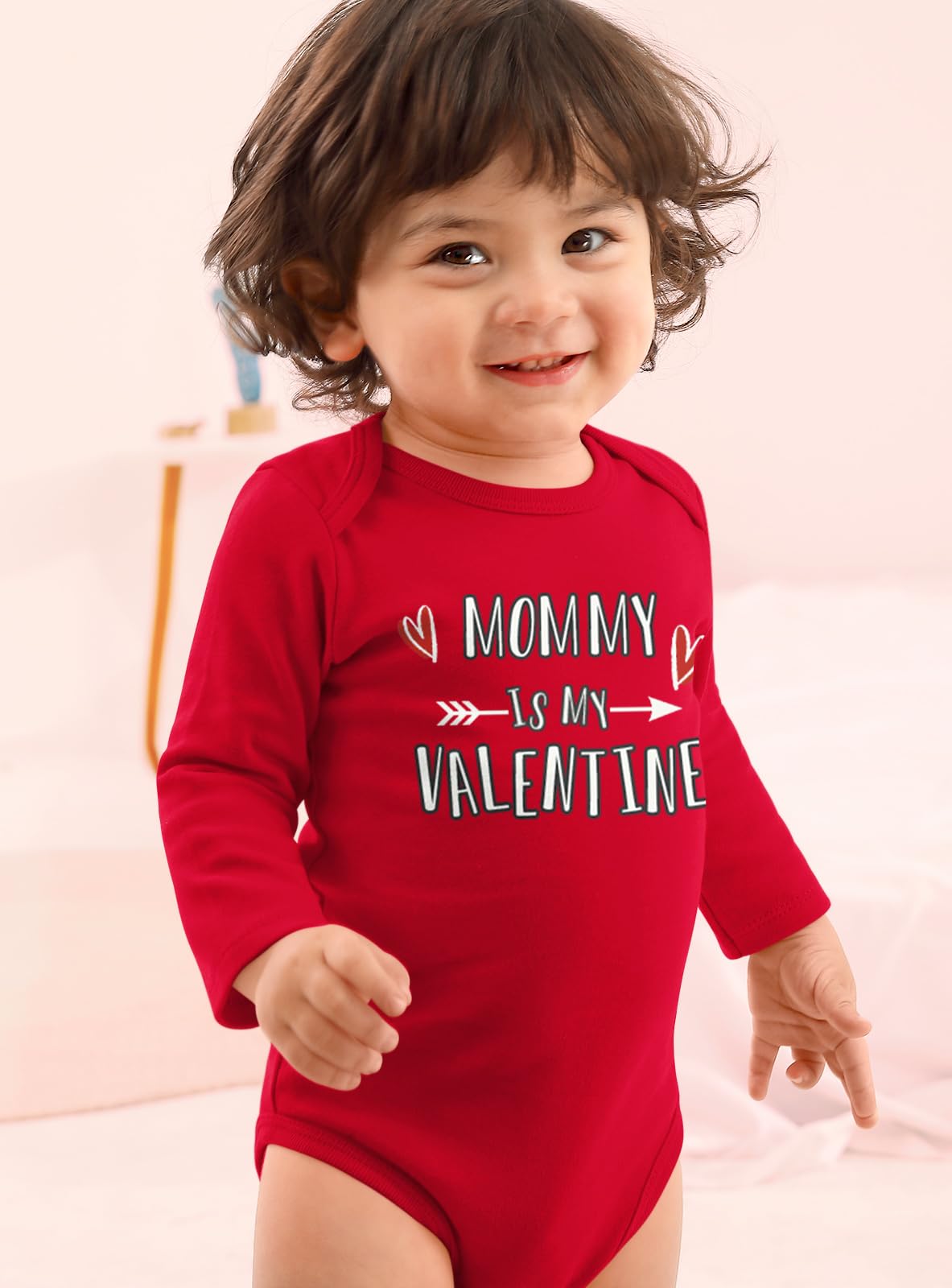 Besserbay Valentine'S Day Infant Love Day Long Sleeve Bodysuit Mommy Is My Valentine Red Onesie 0-3 Months