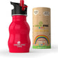 Kids Water Bottle With Straw & Handle, 12 Oz Red - Eco Friendly Toddler Cups With Straws - Easy Sip Metal Water Bottle For Kids